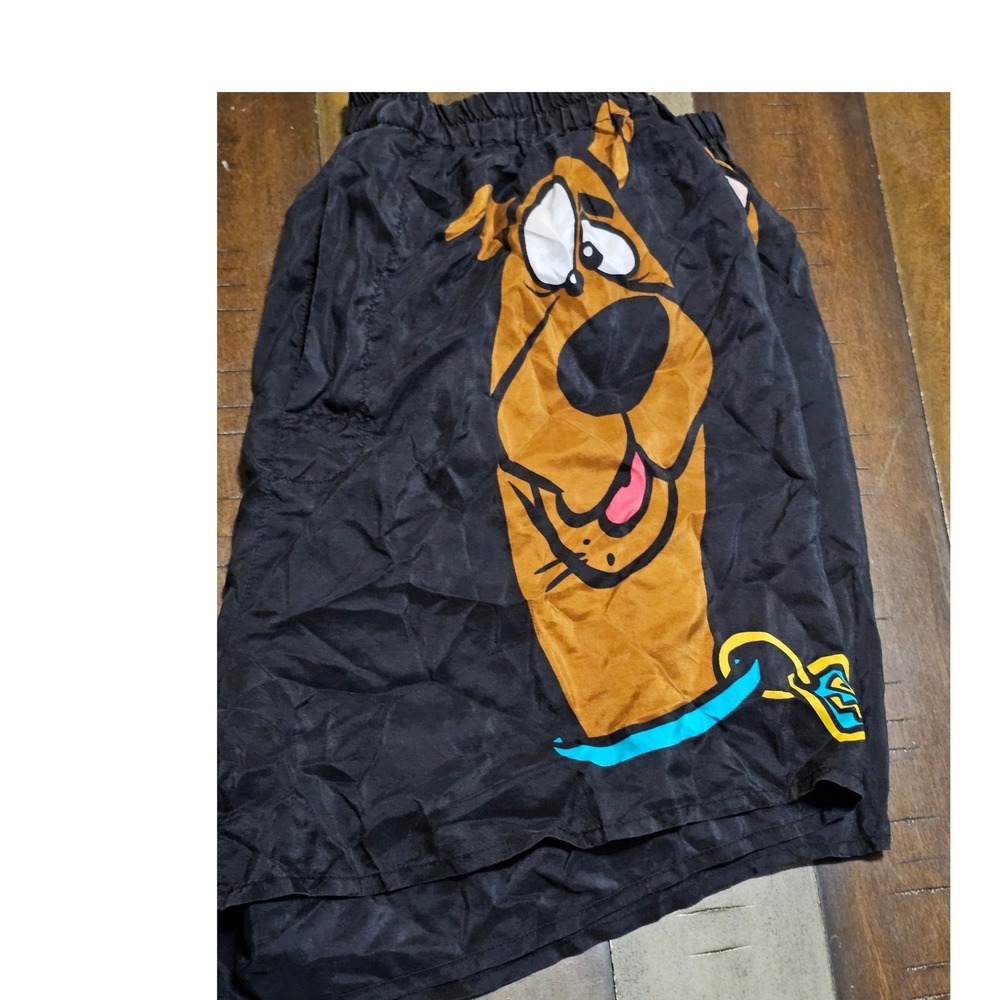 Vintage Scooby-Doo 100% Silk Boxer Shorts Mens Large Black Cartoon Loungewear